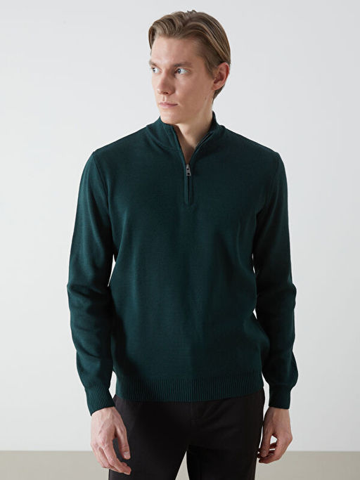 Dik Yaka Uzun Kollu Erkek Triko Kazak