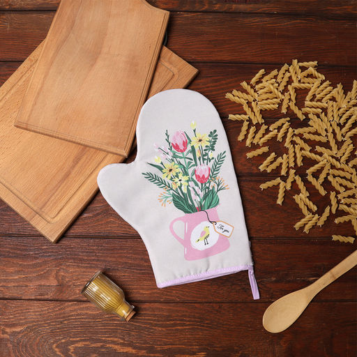 Варежка-прихватка Доляна Букет 20х28 см, 35% хл, 65% пэ, ватин 250 г/м2  фото 5