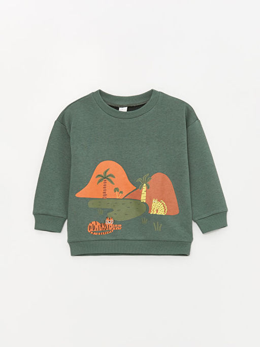 Bisiklet Yaka Uzun Kollu Bask?l? Erkek Bebek Sweatshirt 2li - Waikiki фото 2