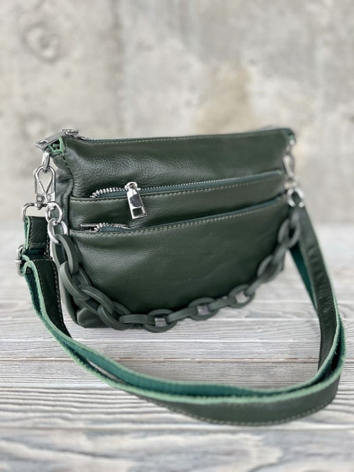 Женская кожаная сумка через плечо 3011 Грин