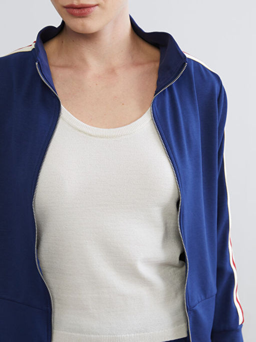 Dik Yaka Kad?n Fermuarl? Sweatshirt