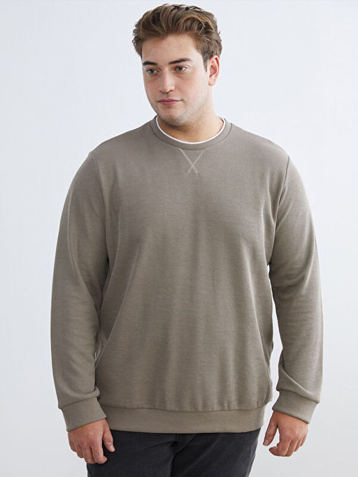 B?y?k Beden Bisiklet Yaka Erkek Sweatshirt