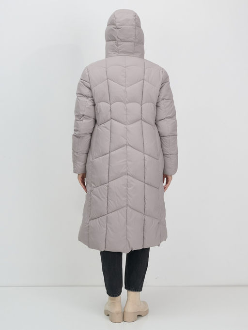 Пальто зимнее утепленное с капюшоном женское серого цвета 7628Sr - Mtforce фото 17
