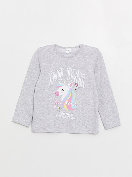 Bisiklet Yaka Bask?l? Uzun Kollu K?z ?ocuk Pijama Tak?m? - Waikiki фото 2