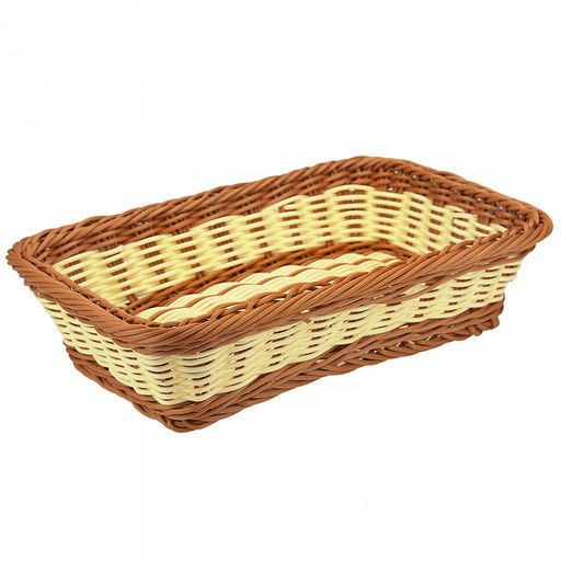 Корзина-сухарница плетная Пастораль 29,5х19,5см h7,5см, полипропилен, бежево-коричневый, форма прямоугольная (Китай)