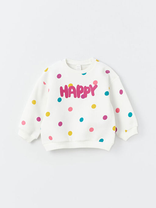 Bisiklet Yaka Uzun Kollu Bask?l? K?z Bebek Sweatshirt ve E?ofman Alt 2li Tak?m - Waikiki фото 2