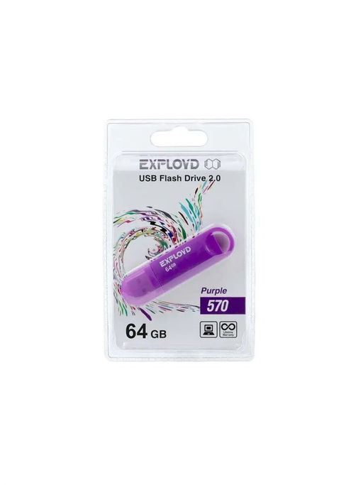 Флеш-накопитель 64Гб "Exployd 570" пурпурный