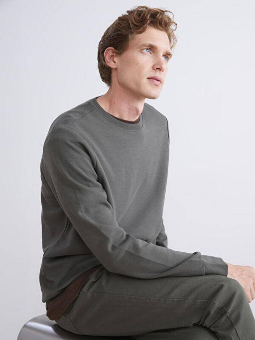 Bisiklet Yaka Erkek Sweatshirt