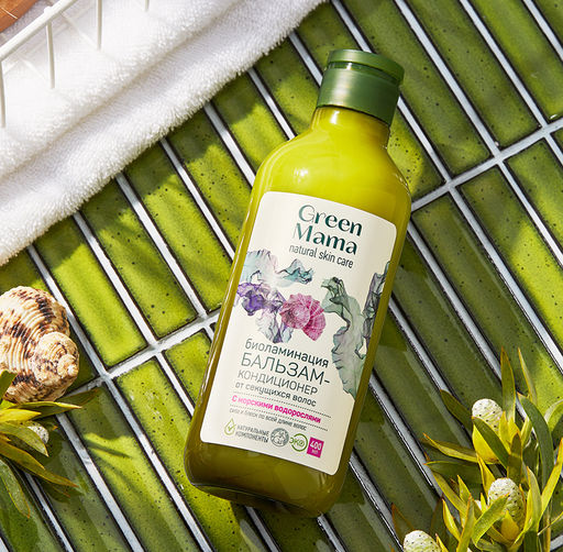 Бальзам-кондиционер Биоламинация от секущихся волос с морскими водорослями, 400 мл - Green mama фото 3
