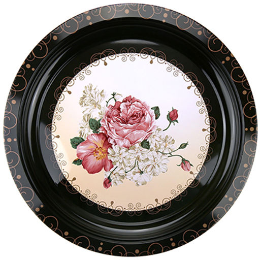Поднос эмалированный д40х2,5см, с деколью, микс (Китай)