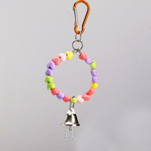 Игрушка для птиц Кольцо из бусин с колокольчиком, 6 х 17 см - Пижон фото 3