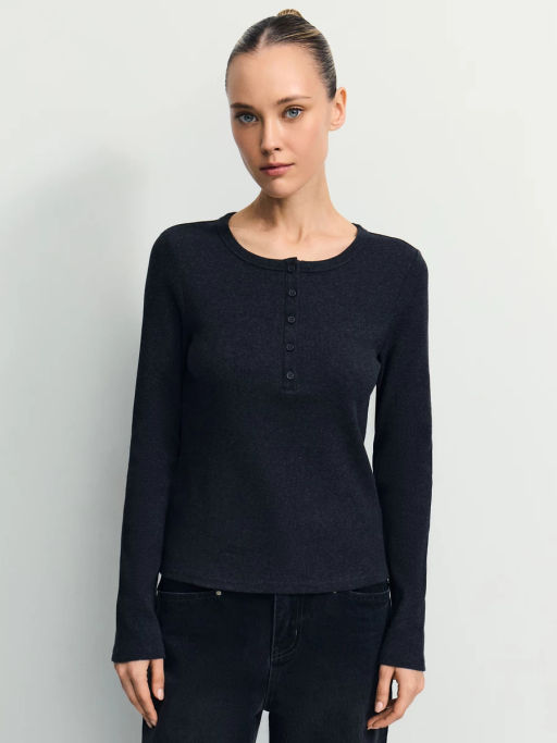 Лонгслив с застежкой на груди / Zarina  фото 3