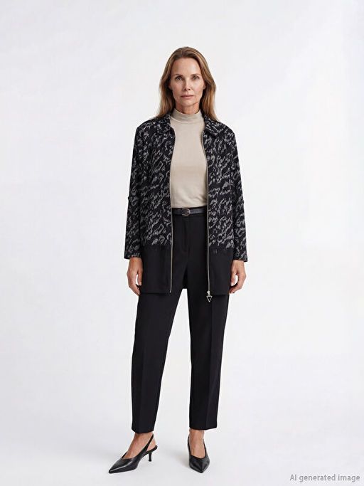 Polo Yaka Desenli Kad?n H?rka