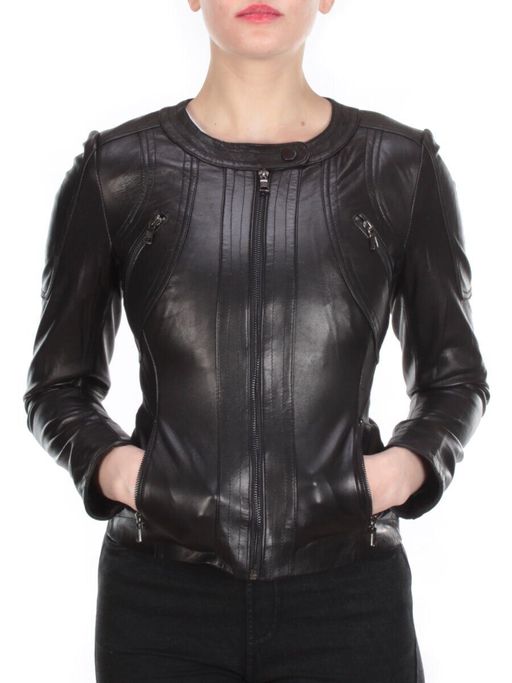 330 DARK BROWN Куртка кожаная женская - Фабричный китай фото 2