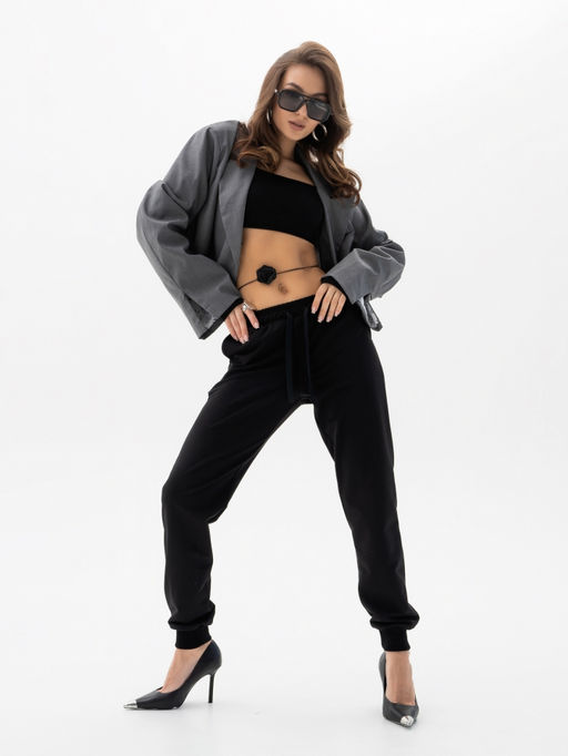 Брюки футер 2-х нитка,черные - Binita фото 9