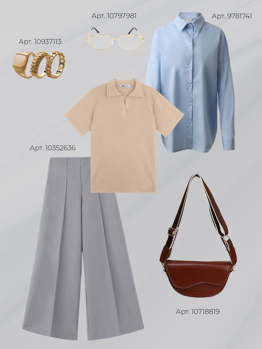 Футболка - поло женская MINAKU, размер 48-50 (XL), интерлок, бежевая