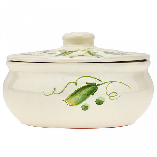 Пельменница керамическая "Малая" 1,25л, д19см, h12см, "Горошек", с крышкой (Россия)