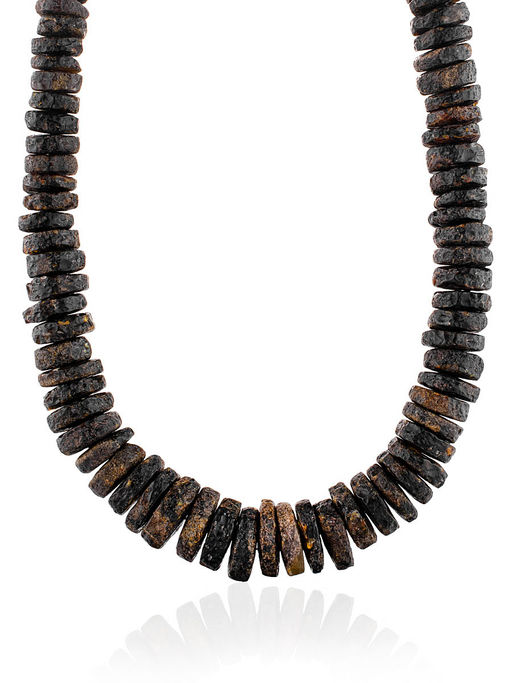 Бусы лечебные Шайбы чёрные из натурального цельного янтаря