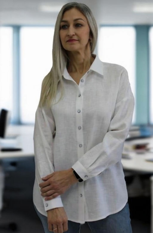 Блуза рубашка умягченный лен 100% - Елецкие узоры фото 5