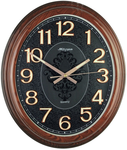 Настенные часы Mirron овальные темно коричневые P3017BNDKBL