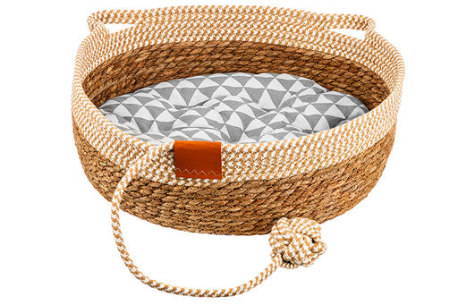 Лежанка плетеная для кошек и собак 40*40*14 см, с подушкой и игрушкой - Elan gallery фото 10