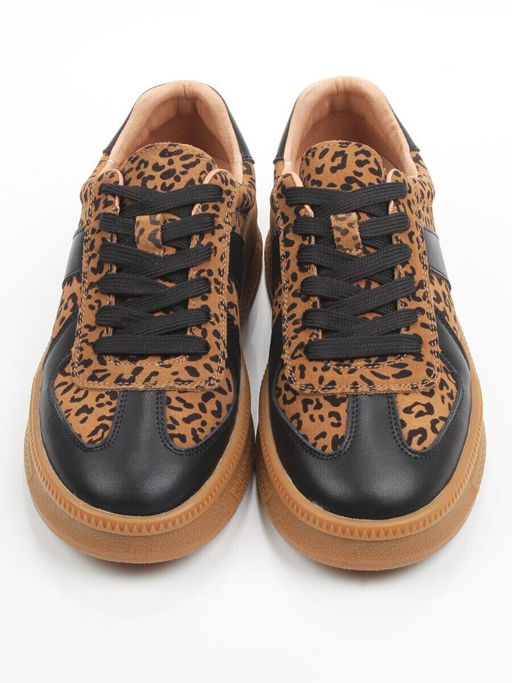 03-YH503-1 BLACK/LEOPARD Кроссовки женские (натуральная кожа, натуральная замша) - Фабричный китай фото 7