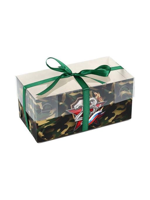 Цена за 5 шт. Коробка для капкейка 23 февраля, 16?8?7.5 см