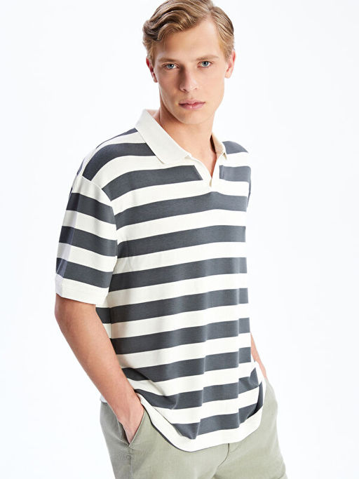 Polo Yaka ?izgili Penye Erkek Ti??rt