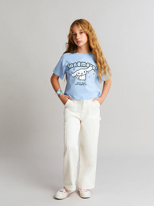 Bisiklet Yaka Cinnamoroll Bask?l? K?z ?ocuk Ti??rt