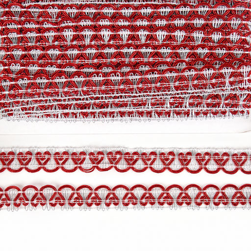 Тесьма плетёная красно-белый в рулоне 20 метров