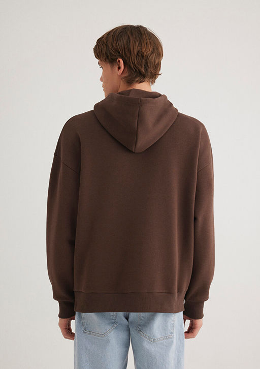 Mavi Logo Bask?l? Kapusonlu Kahverengi Sweatshirt  фото 6