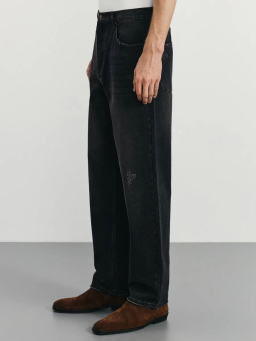 Джинсы straight с эффектом destroyed / Zarina