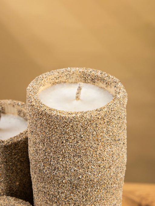 Свеча в бамбуке тройная, 15×15×30 см, 100 мл, песочная