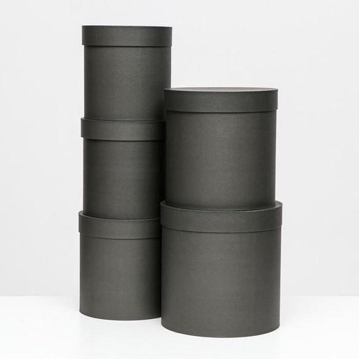 Набор круглых коробок 5 в 1 Краски, черный, 25 х 25 х 25 - 19 х 19 х 19 см - UPAK LAND фото 2