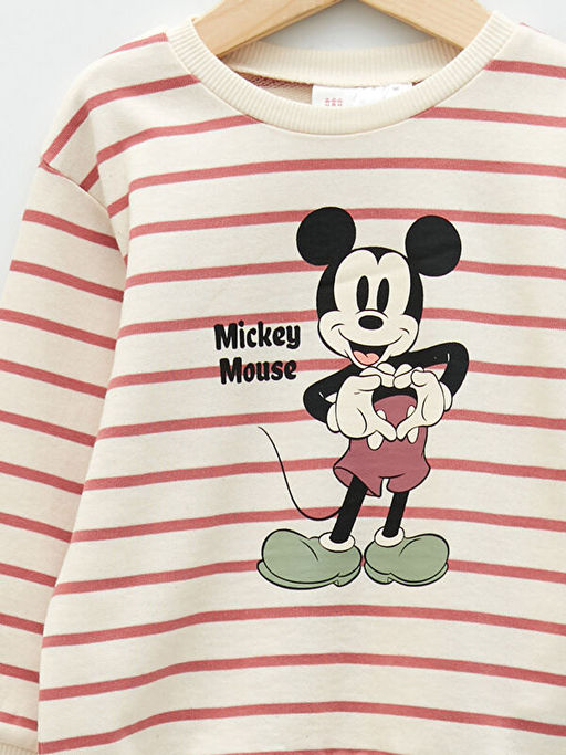 Bisiklet Yaka Uzun Kollu Mickey Mouse Bask?l? Pamuklu K?z Bebek Sweatshirt - Waikiki фото 3