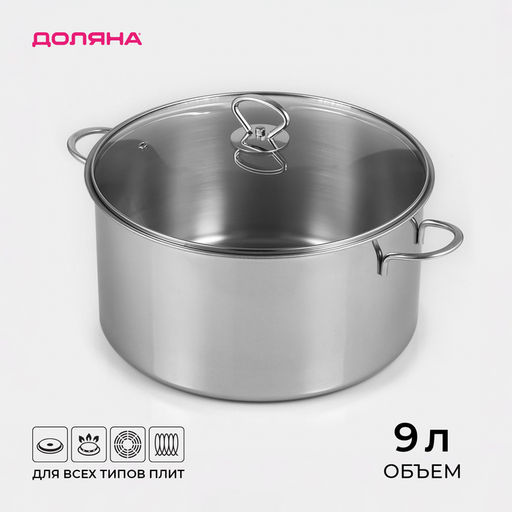 Кастрюля Доляна «Грейт», 9 л, индукция, нержавеющая сталь
