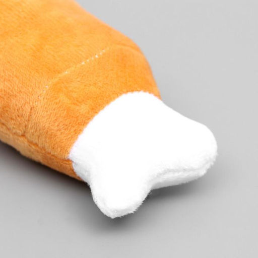 Игрушка для собак Мягкая косточка с пищалкой, 19 см, оранжевая - Пижон фото 4