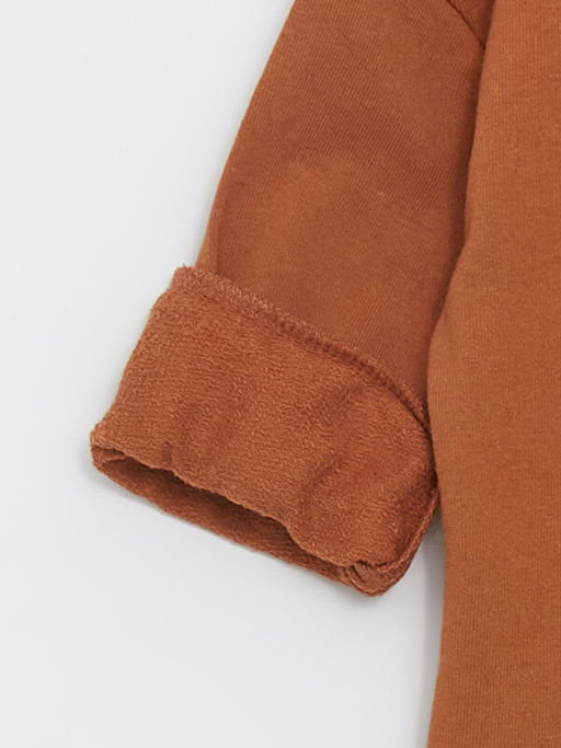 Bisiklet Yaka Bask?l? Erkek Bebek Sweatshirt