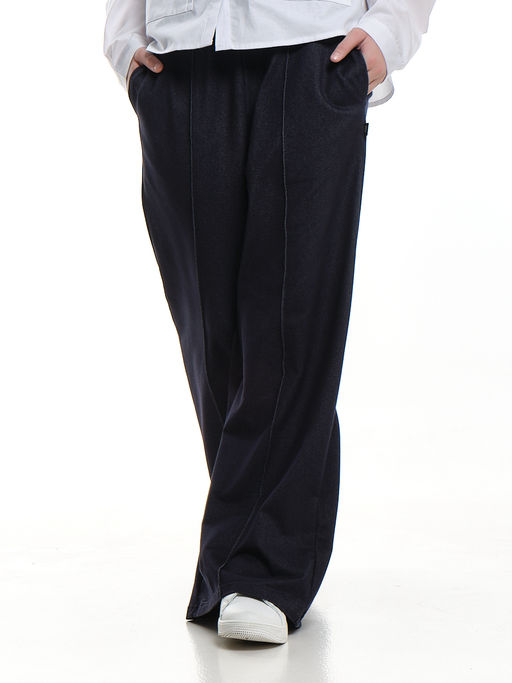 Брюки со стрелками для девочки подросткам 22-2012 синий джинс - Mini maxi фото 2