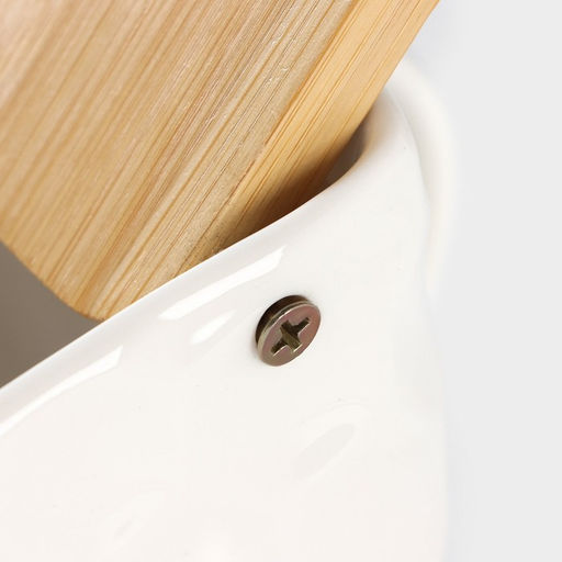 Банка для сыпучих BellaTenero, 800 мл, 14.511 см, с ложкой, с бамбуковой крышкой, фарфор, белая фото 5