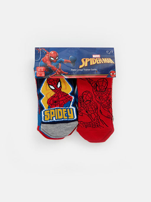 Spider-Man Desenli Erkek ?ocuk Patik ?orap 5li