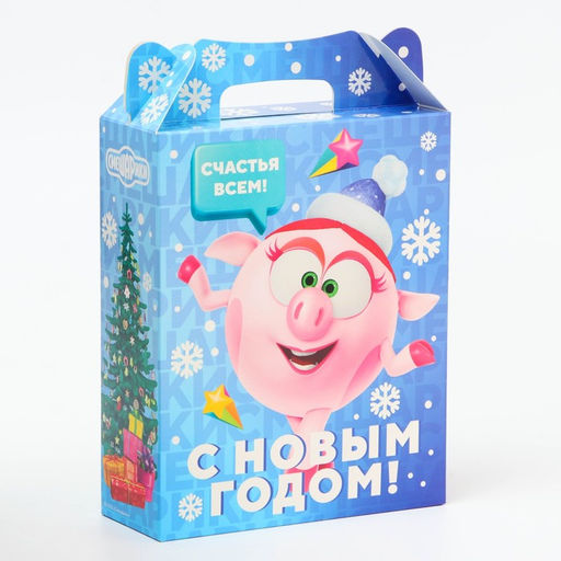 Цена за 5 шт. Подарочная коробка Новогодняя ПОДАРОК ХРОМ Смешарики лицензия, для сладких подарков, 17?6.8?20.8 см (+4 см). - Simaland фото 2