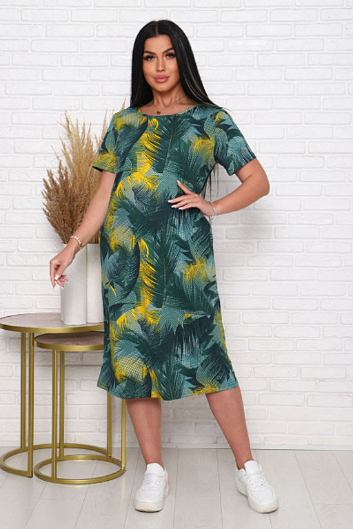 Платье трикотажное с карманами, хаки (926-2) - Плиона фото 4