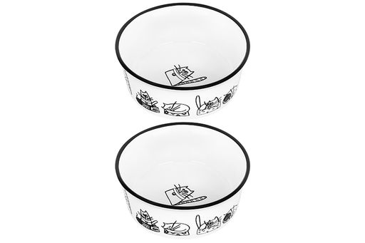 Набор 2 мисок для домашних питомцев 400 мл 13,5*13,5*5 см БЕЗ КОТА ЖИЗНЬ НЕ ТА Жизнь кошек - Elan gallery фото 6