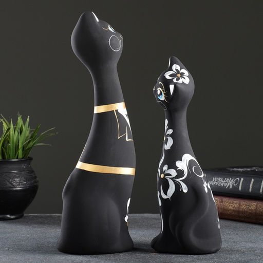 Набор фигурок керамика Love Коты, 2 шт., чёрные, 7?9?24 см