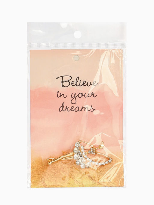 Брошь Балерина с лентой, цвет белый в золоте