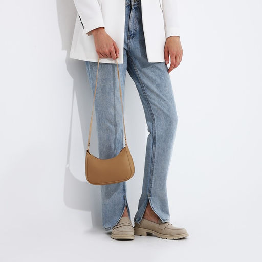 Сумка багет из искусственной кожи, 19х15х6.5 см, бежевый цвет - Nazamok фото 8