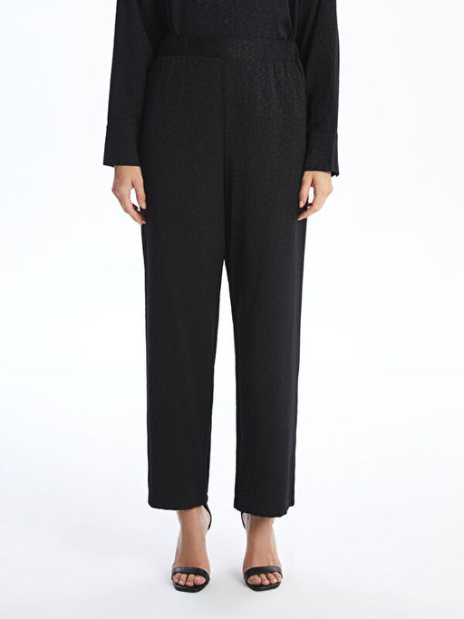 Beli Lastikli Desenli Saten Kad?n Pantolon