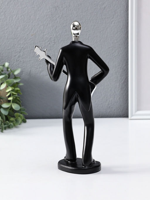 Сувенир полистоун "Гитарист" чёрный с серебром 6,5х15,2х27,5 см