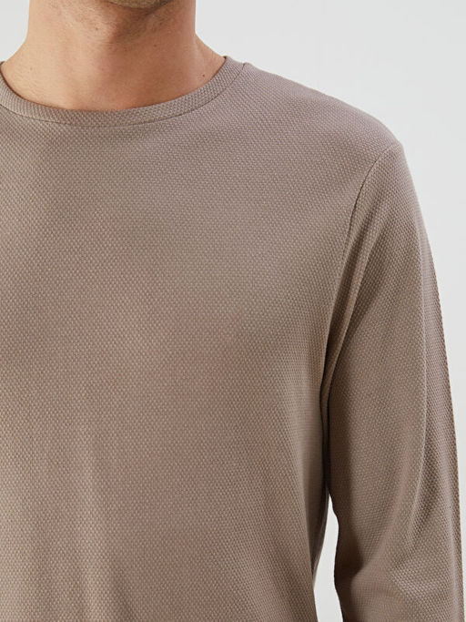 Bisiklet Yaka Uzun Kollu Penye Erkek Ti??rt